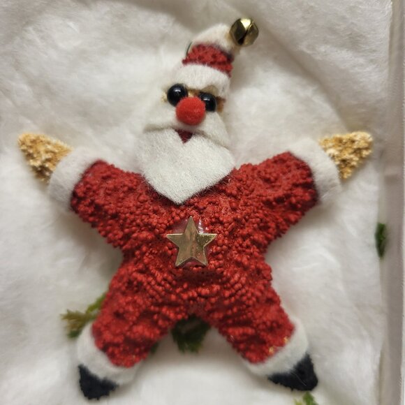 VTG Christmas Red Starfish Santa Christmas Tree Ornament Star Fish Handmade Art - Picture 2 of 5